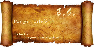 Barger Orbán névjegykártya